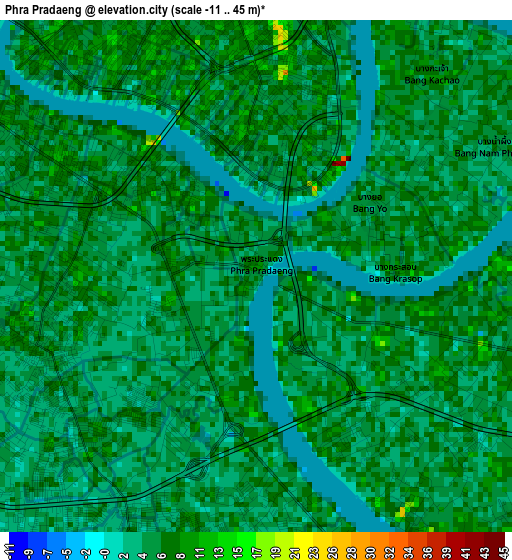 Phra Pradaeng elevation map