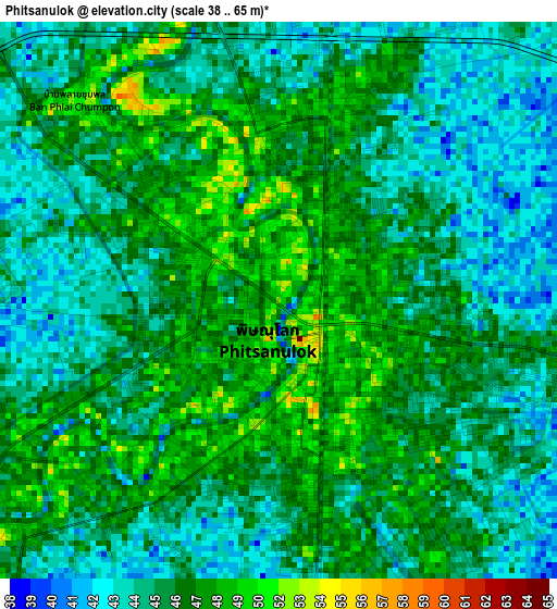 Phitsanulok elevation map