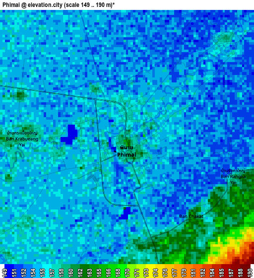 Phimai elevation map