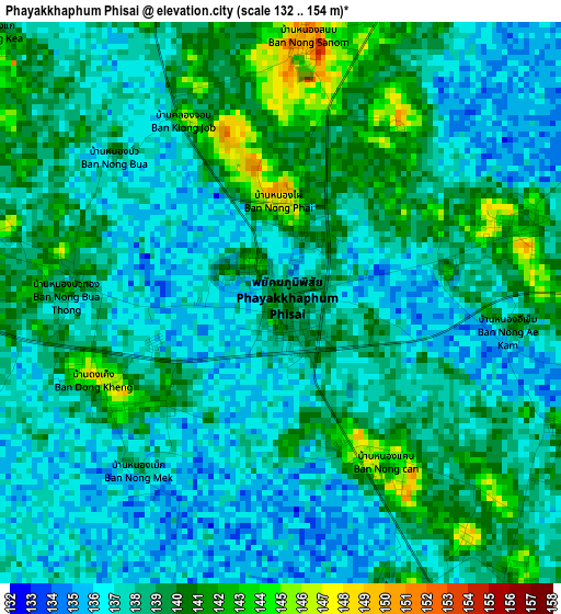 Phayakkhaphum Phisai elevation map