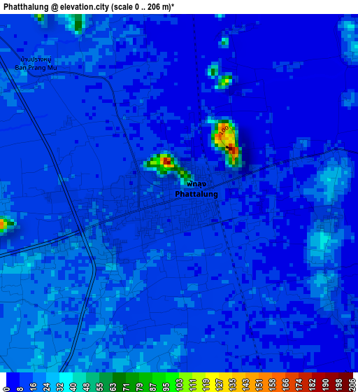 Phatthalung elevation map