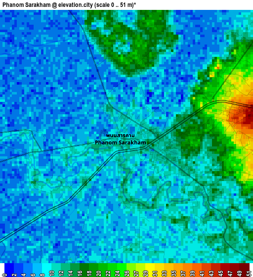 Phanom Sarakham elevation map