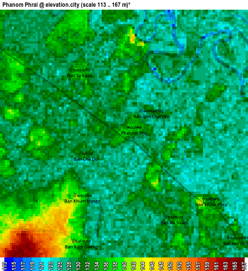 Phanom Phrai elevation map