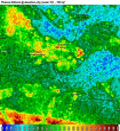 Phanna Nikhom elevation map