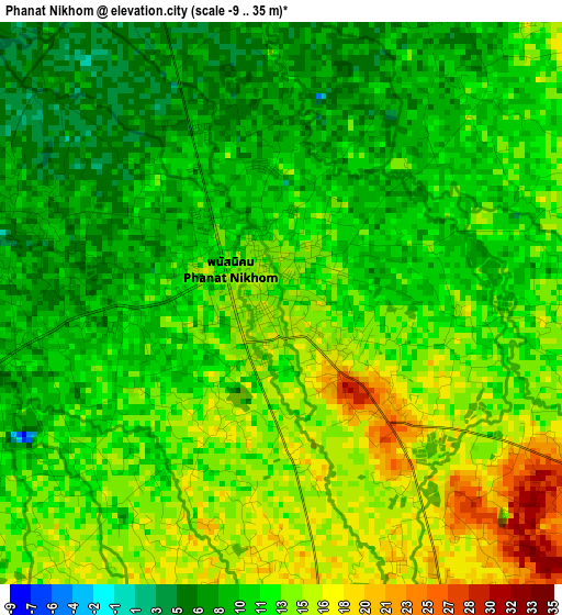 Phanat Nikhom elevation map