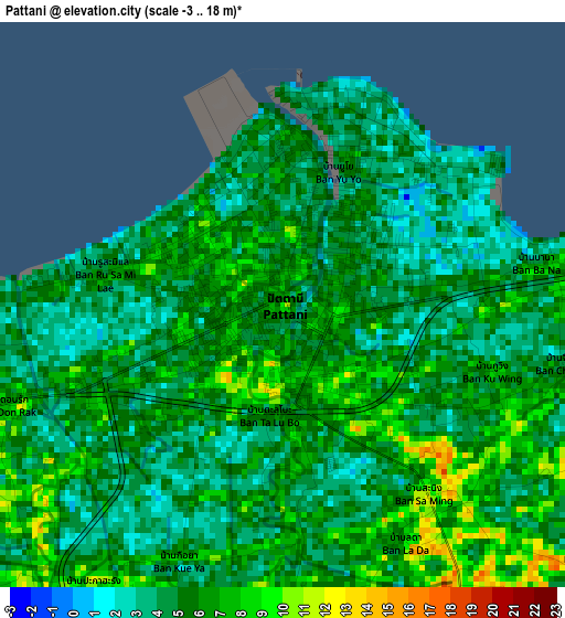 Pattani elevation map