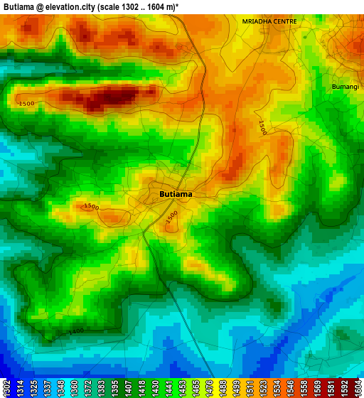 Butiama elevation map