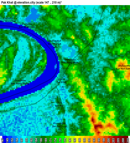 Pak Khat elevation map