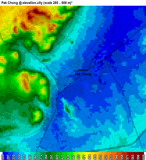 Pak Chong elevation map