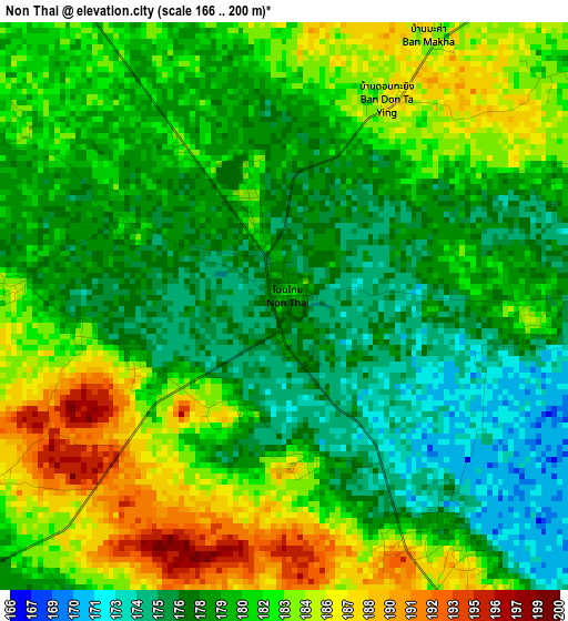 Non Thai elevation map