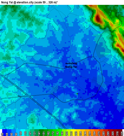 Nong Yai elevation map
