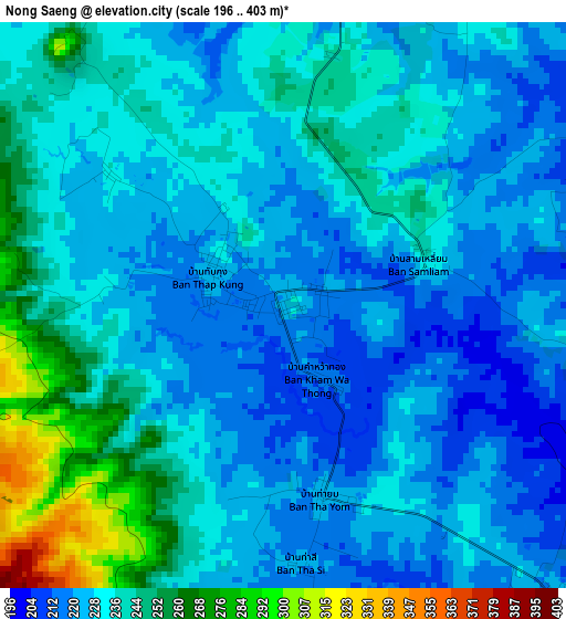 Nong Saeng elevation map