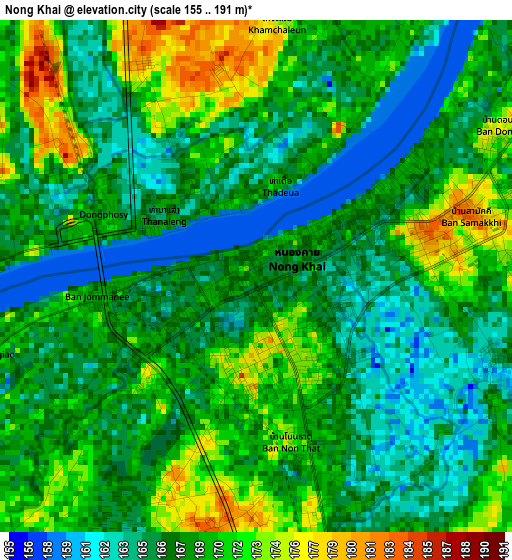 Nong Khai elevation map