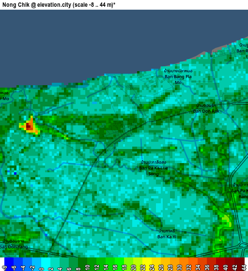 Nong Chik elevation map