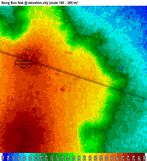 Nong Bun Nak elevation map