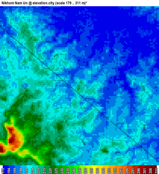 Nikhom Nam Un elevation map