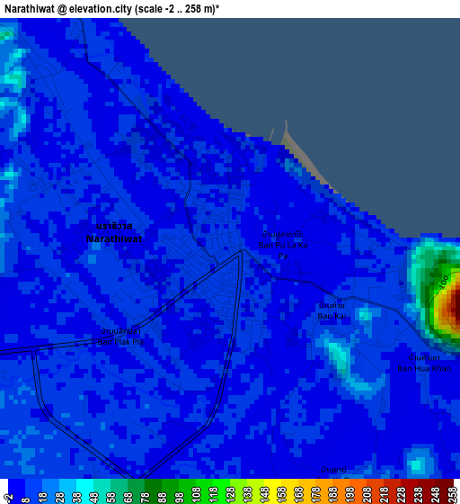 Narathiwat elevation map