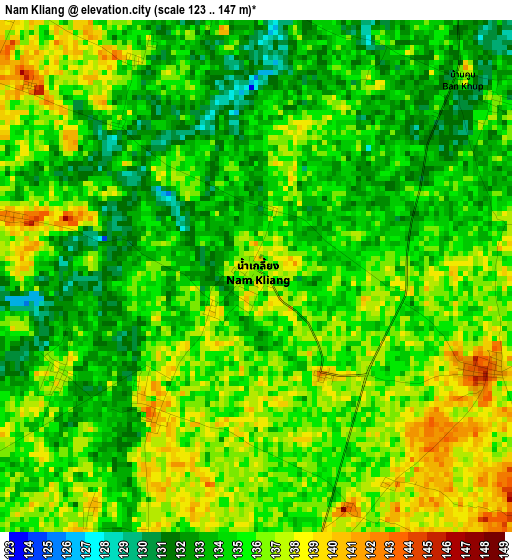 Nam Kliang elevation map
