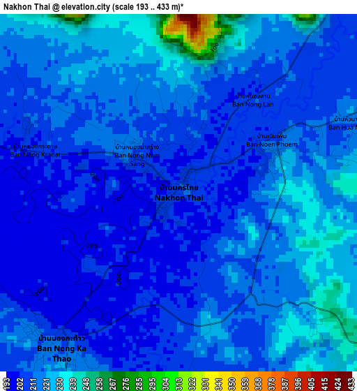 Nakhon Thai elevation map