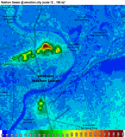 Nakhon Sawan elevation map