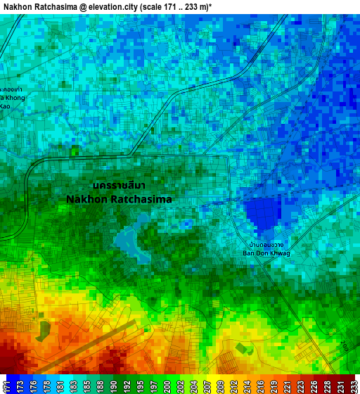 Nakhon Ratchasima elevation map