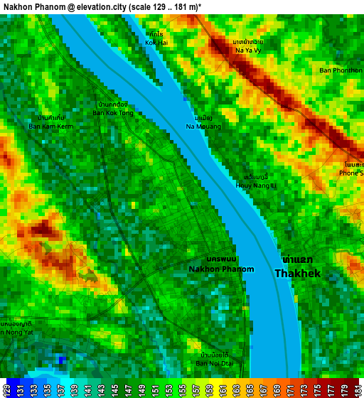 Nakhon Phanom elevation map