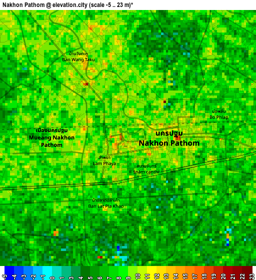 Nakhon Pathom elevation map