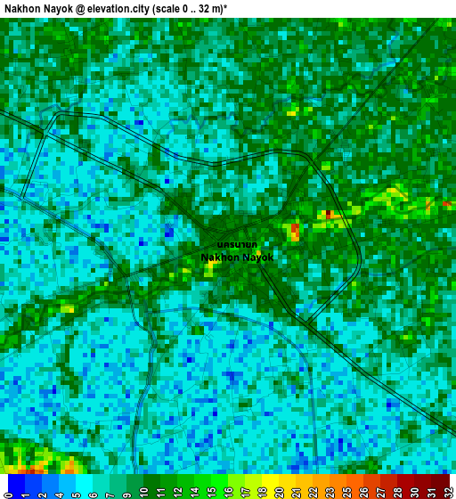 Nakhon Nayok elevation map