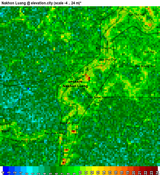 Nakhon Luang elevation map