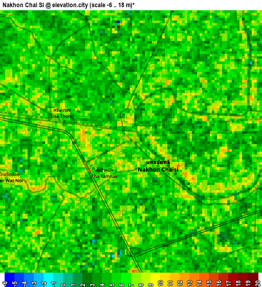 Nakhon Chai Si elevation map