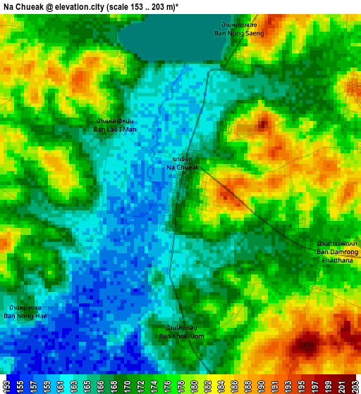 Na Chueak elevation map