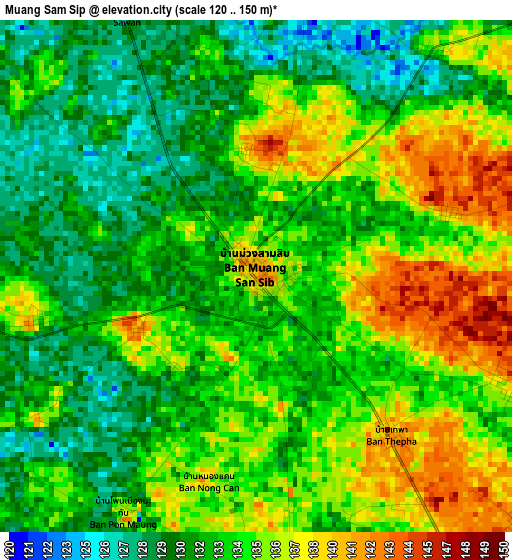 Muang Sam Sip elevation map