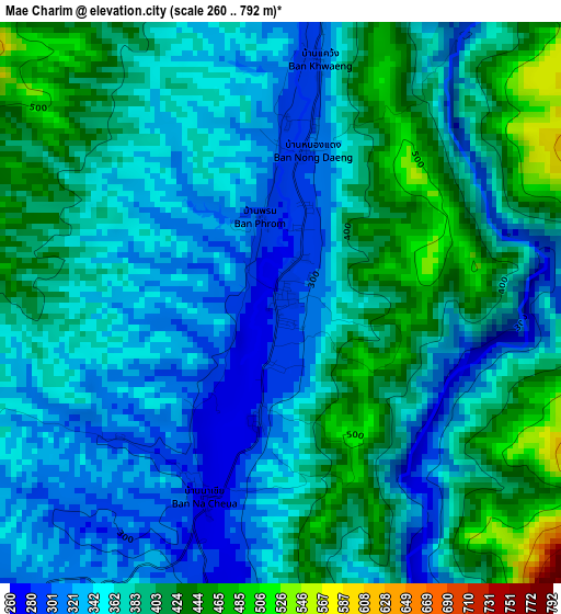 Mae Charim elevation map