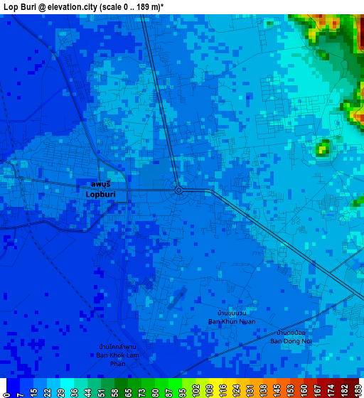 Lop Buri elevation map