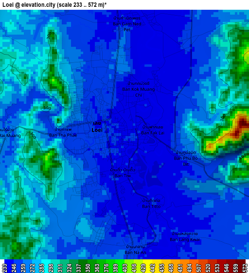 Loei elevation map