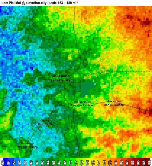 Lam Plai Mat elevation map