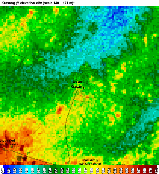 Krasang elevation map