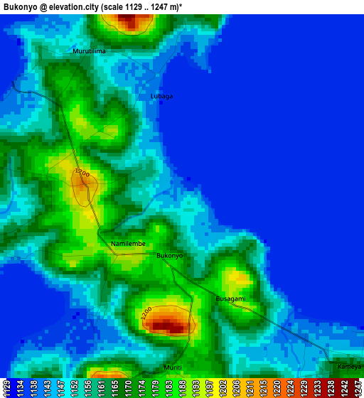 Bukonyo elevation map