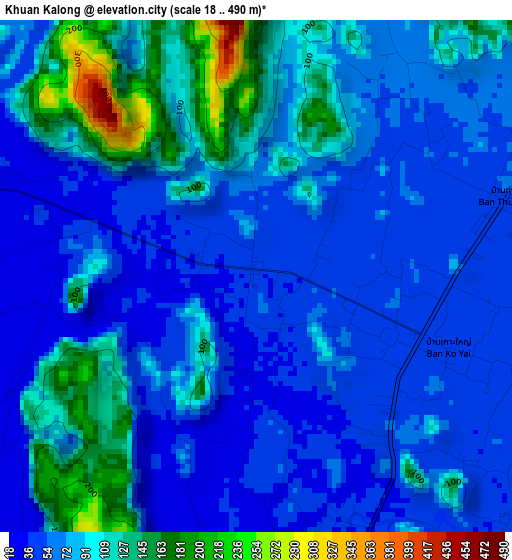 Khuan Kalong elevation map