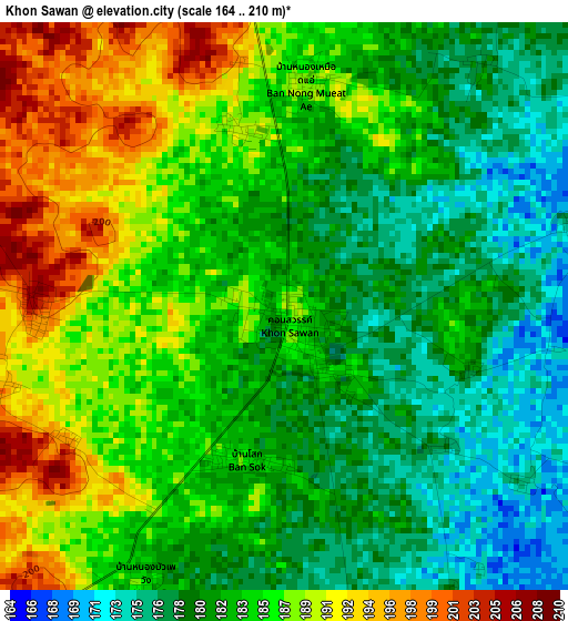 Khon Sawan elevation map