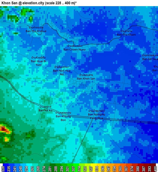 Khon San elevation map