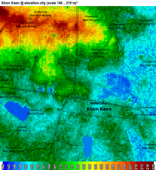 Khon Kaen elevation map