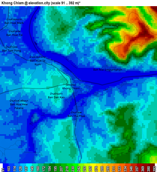 Khong Chiam elevation map