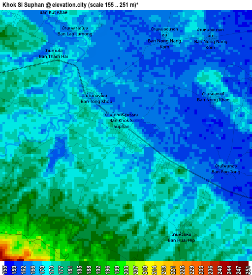 Khok Si Suphan elevation map