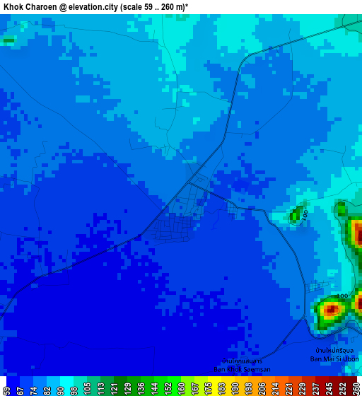 Khok Charoen elevation map