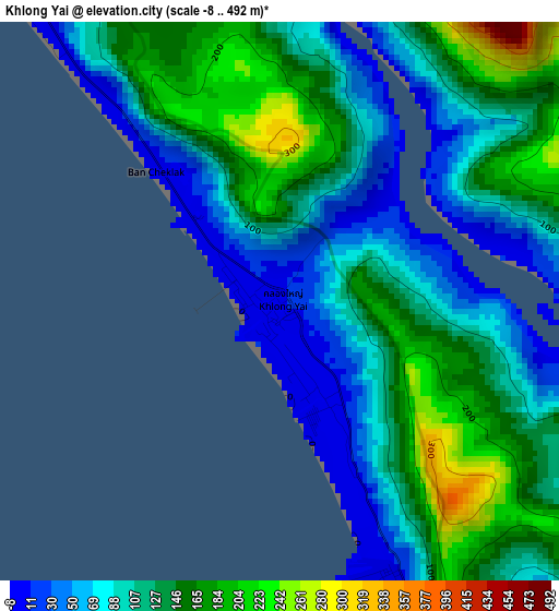 Khlong Yai elevation map