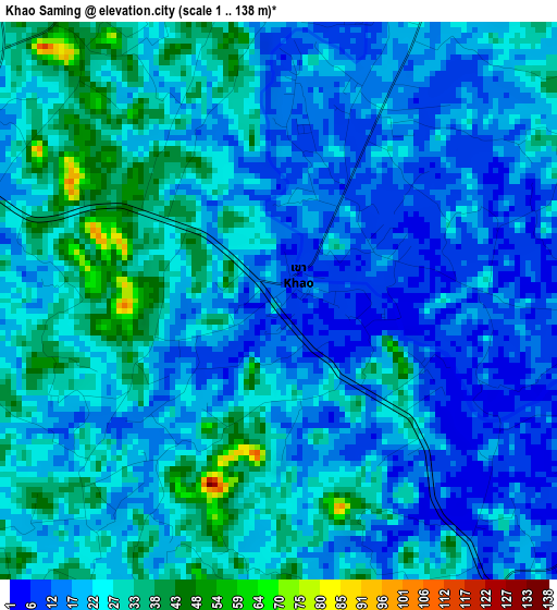 Khao Saming elevation map