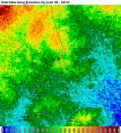 Kham Sakae Saeng elevation map