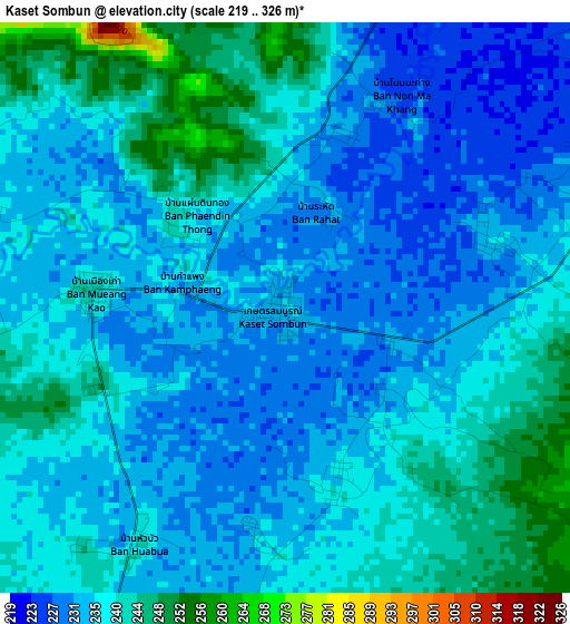 Kaset Sombun elevation map