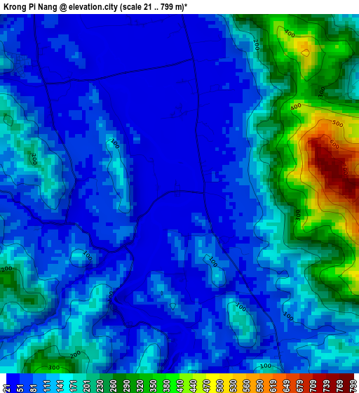 Krong Pi Nang elevation map